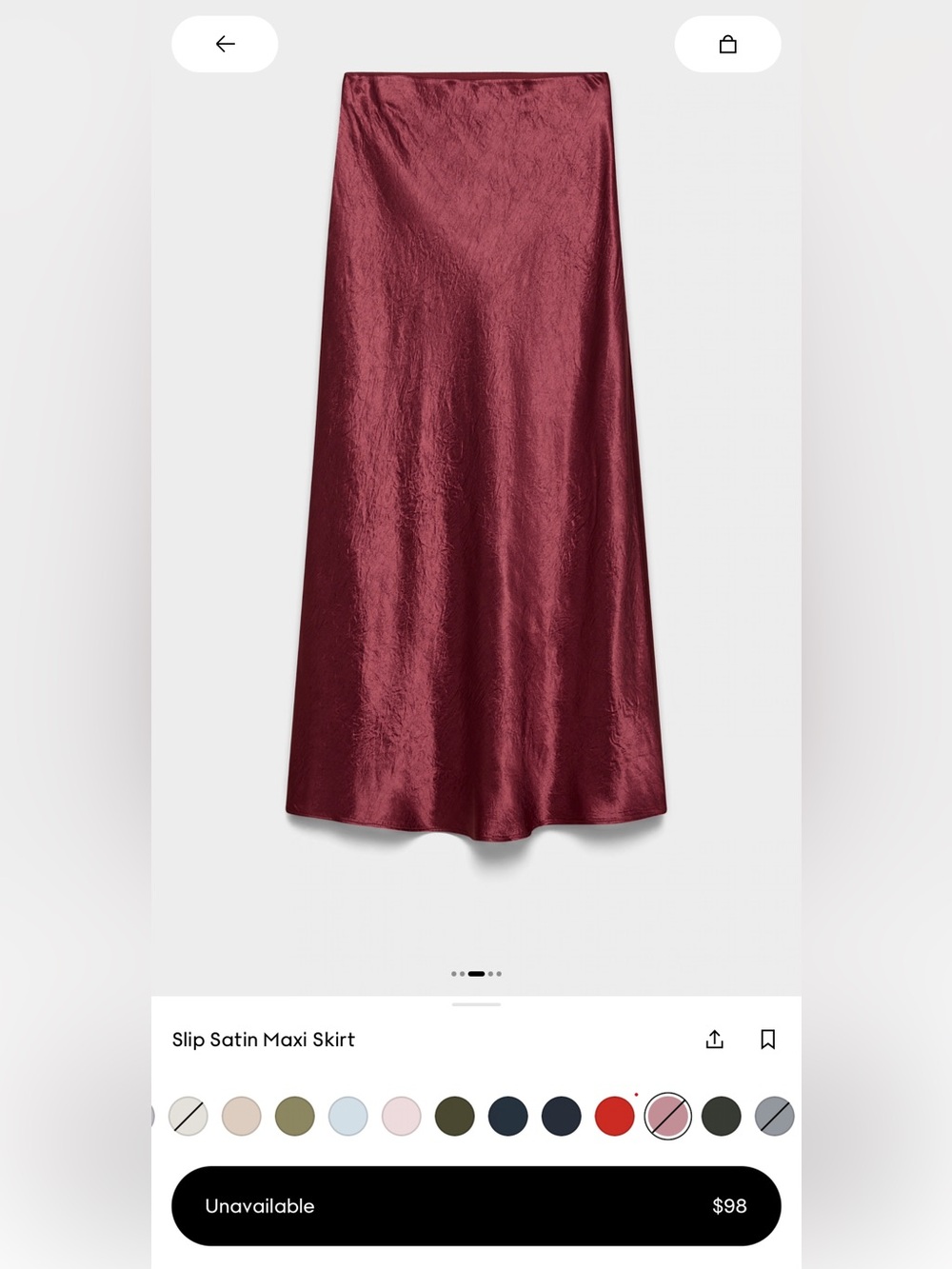 Aritzia Satin Maxi Skirt - Burgundy